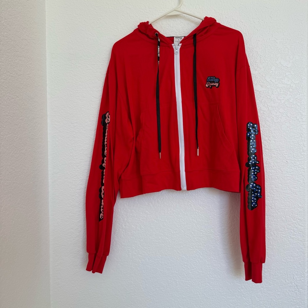 Red Salty Honey Patriotic Zip-Up Hoodie size Medium